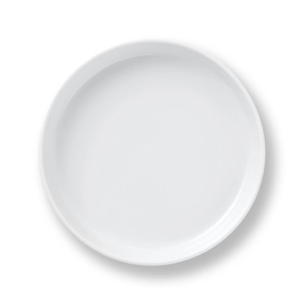Hvid Riflet rundt ovnfast fad - Ø27 cm.