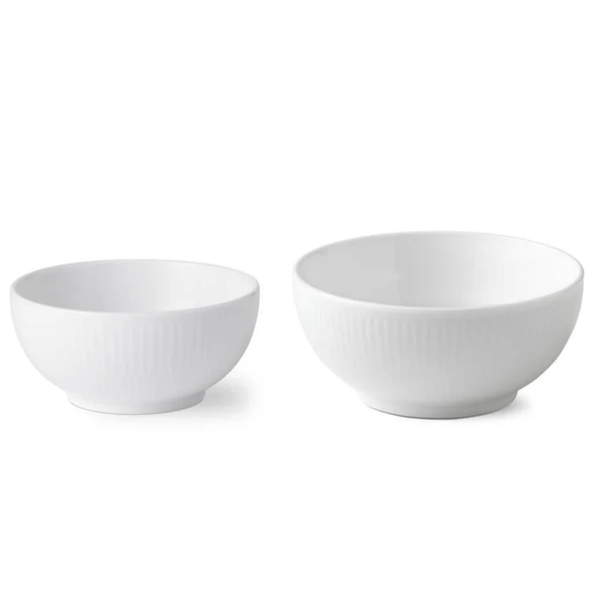 Hvid Riflet skål - 2 stk