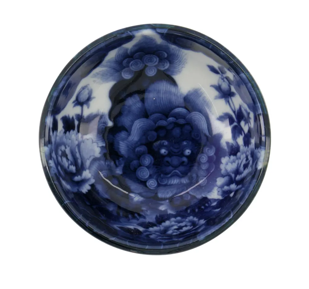 Japonism Lion skål, blå/hvid - 95 ml