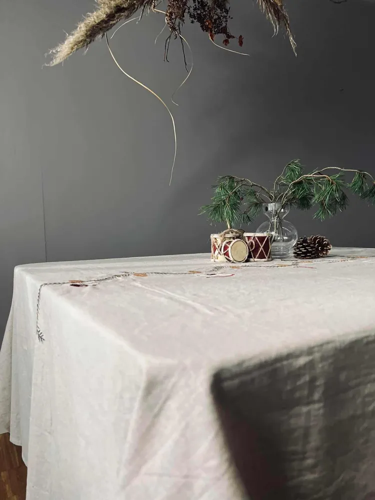 Juledug i hør mix - 140x360cm