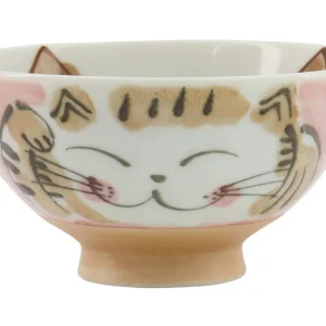Kawaii Rice skål, Fuku Cat Neko Pink - 300 ml