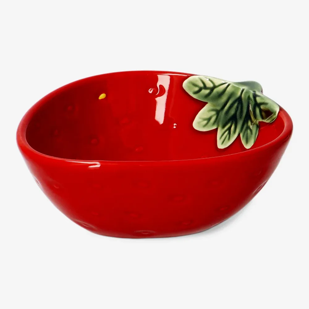 Rød keramisk jordbærskål - 14 cm