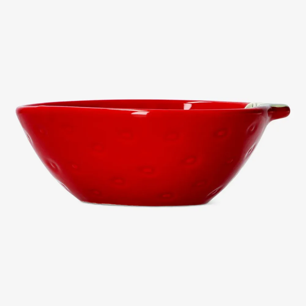 Rød keramisk jordbærskål - 14 cm