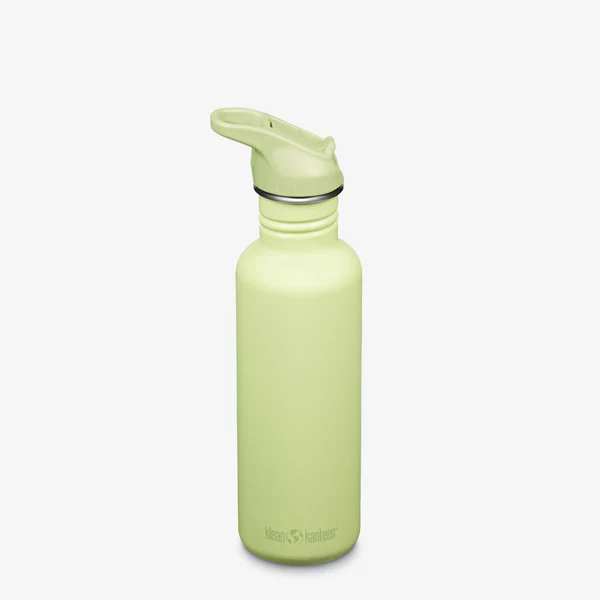 Klean Kanteen Classic vandflaske i rustfri stål med Flip Seal Sport Cap, Shadow Lime, 800 ml