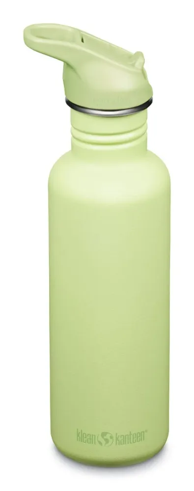 Klean Kanteen Classic vandflaske i rustfri stål med Flip Seal Sport Cap, Shadow Lime, 800 ml