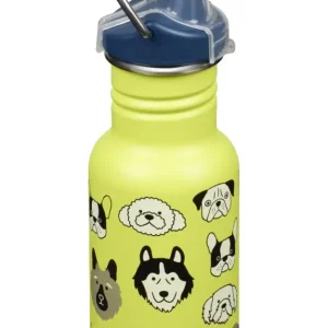 Klean Kanteen Kid's vandflaske i rustfri stål med Sippy Cap, Dogs, 355 ml
