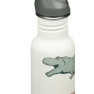 Klean Kanteen Kid's vandflaske i rustfri stål med Flip Seal Sport Cap og sugerør, Dino Skate, 355 ml