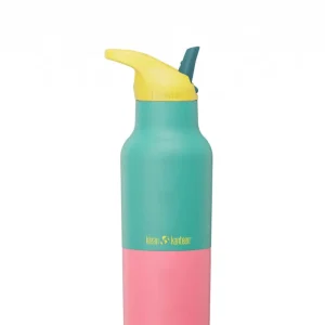 Klean Kanteen Rise isoleret vandflaske i rustfri stål med Flip Seal Sport Cap, Turquoise Kaleidoscope, 473 ml