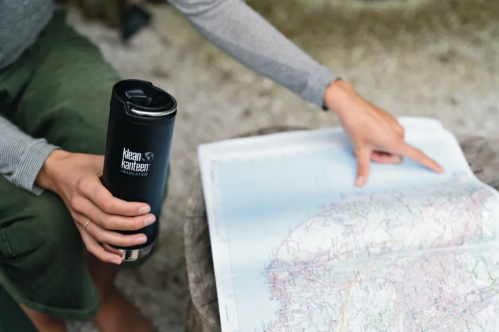 Klean Kanteen TKWide termokrus i rustfri stål med lækkefrit drikkelåg, Black, 473 ml