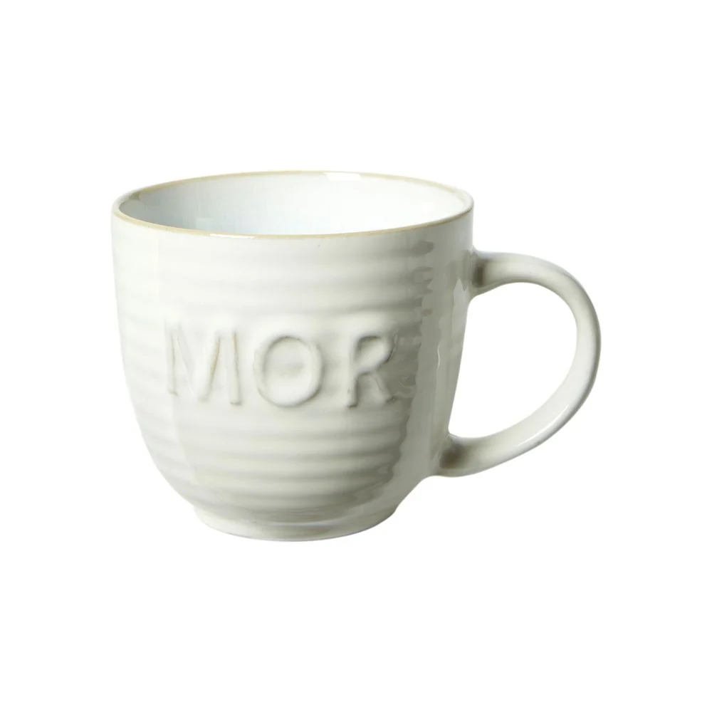 Krus i råhvid - med tekst "MOR"