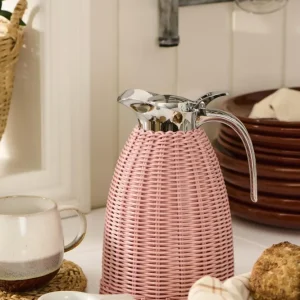 Ib Laursen - Termokande lyserød polyrattan håndflettet 1,5 ltr - Polyrattan, Rustfrit stål, Plastik - 1619-07