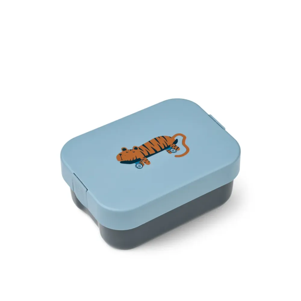 Liewood Kamil madkasse med ske/gaffel, PP - Tiger/ Beach blue