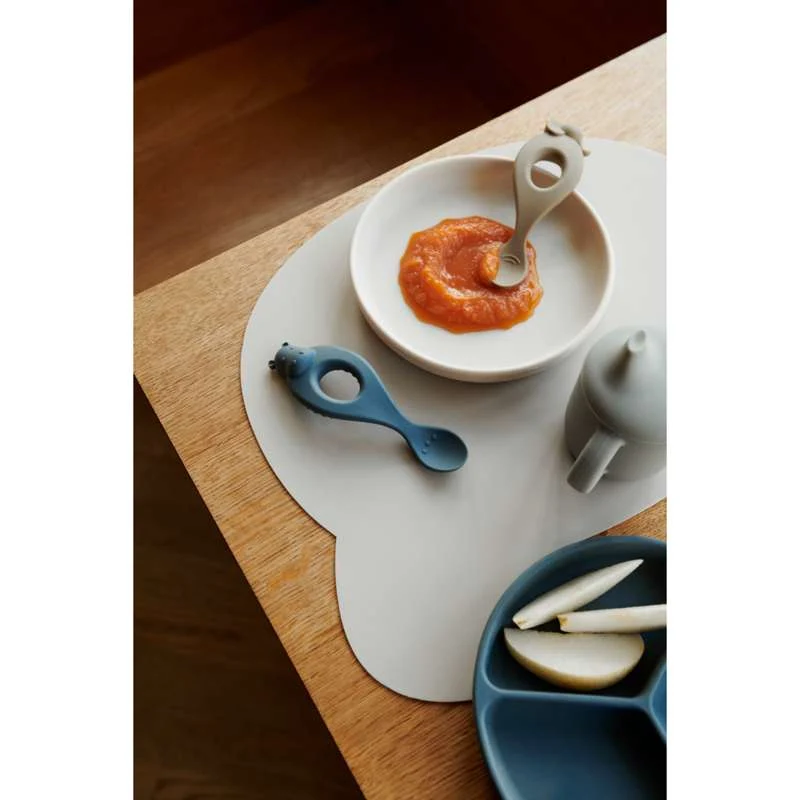 Liewood Stacy Skridsikker Ruminddelt Tallerken - 2-Pak - Sea Blue/Whale Blue