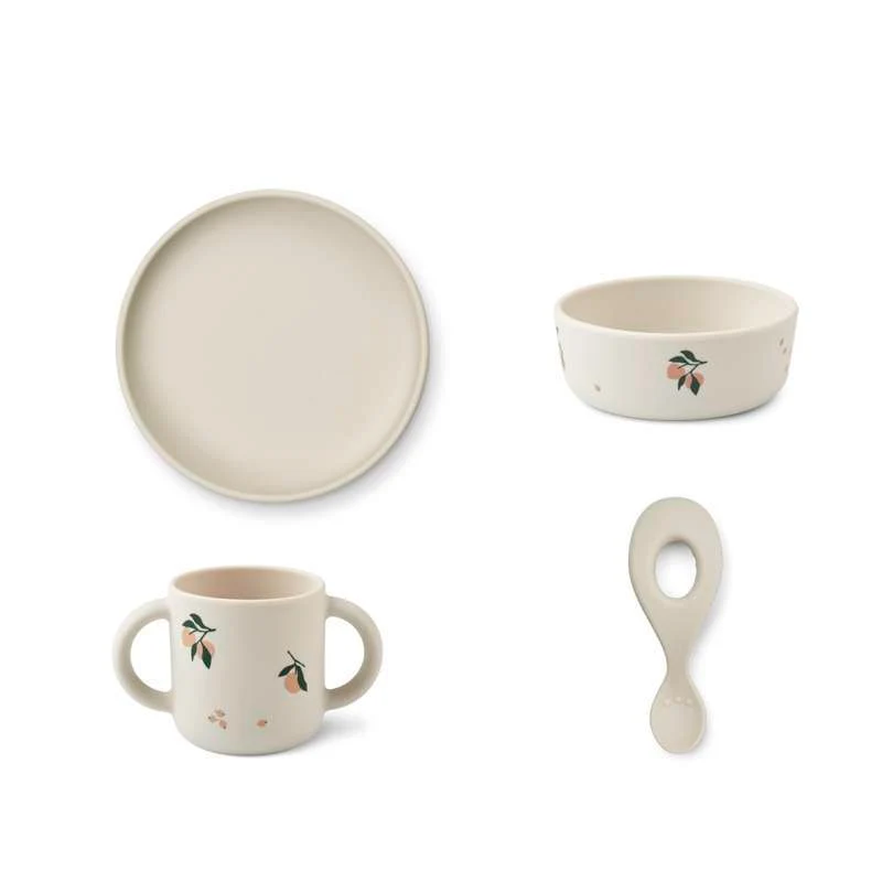 Liewood Vivi Baby Spisesæt - 4 dele - Silikone - Peach/Sea Shell Mix