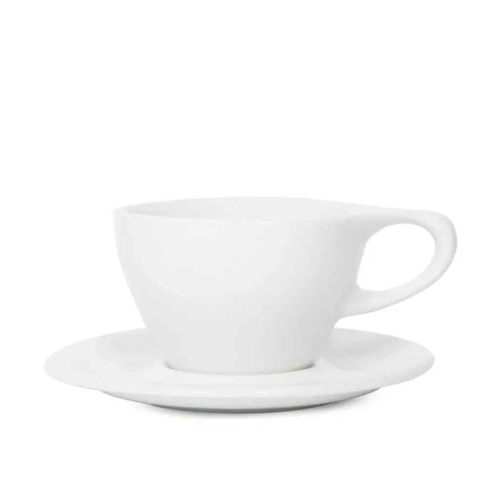 Lino Lille Latte kop 240ml med underkop - Hvid