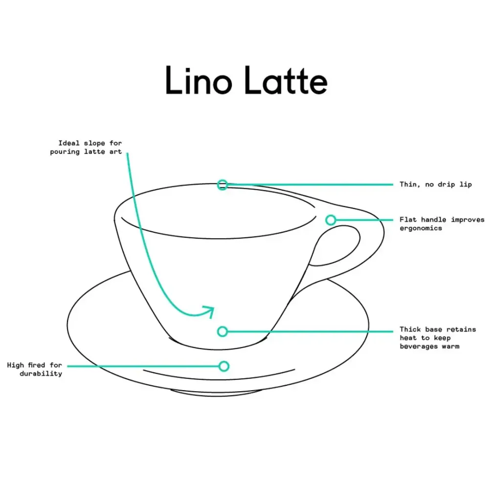 Lino Stor Latte kop 360ml med underkop - Hvid