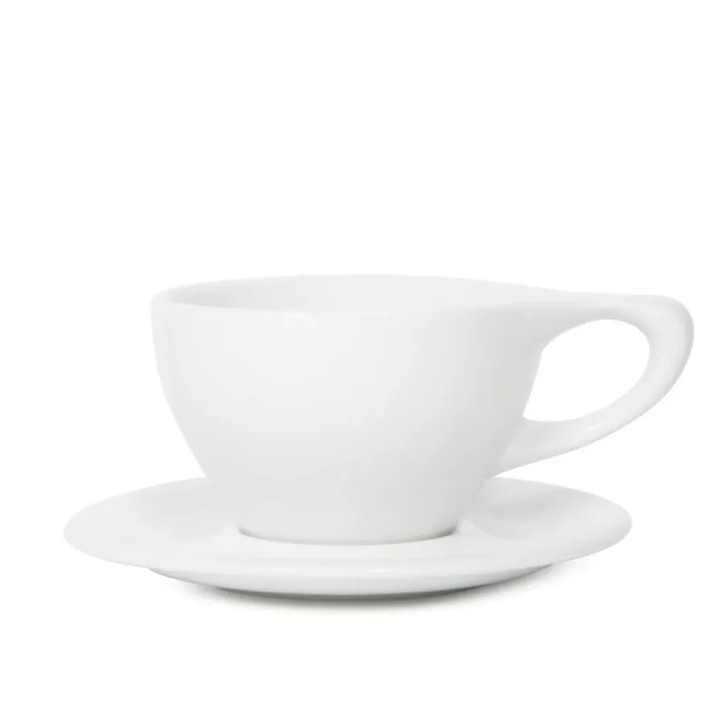 Lino Stor Latte kop 360ml med underkop - Hvid