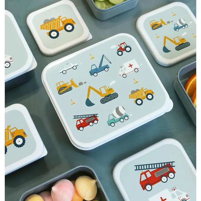 Little Lovely Company Madkasse - og Snackbokssæt - 4 stk. - Vehicles