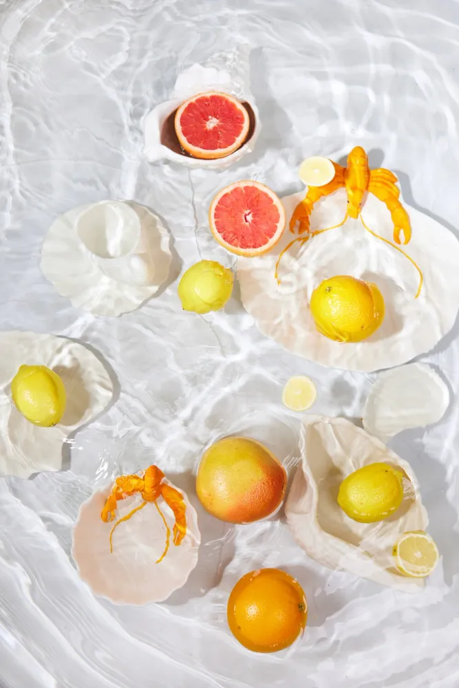 Lobsti skål - hvid/orange