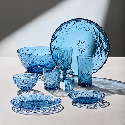 Lyngby Glas - Sorrento Glastallerken Ø21 cm 4 stk. - Blå