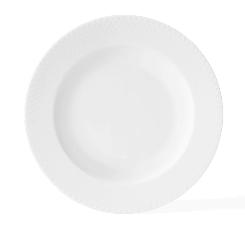 Lyngby Porcelæn - Rhombe Dyb Tallerken 23 Cm. - Hvid