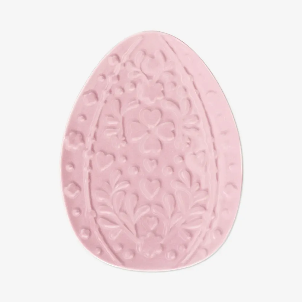 Lyserød serveringstallerken med påskeæg - 18 cm