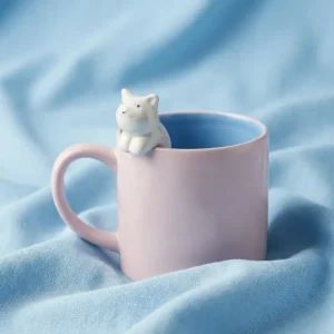 Lyserødt krus med 3D-kat - 465 ml