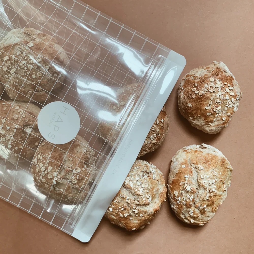 Sæt med tre Haps Nordic madposer med dobbelt lynlås, Check 5L