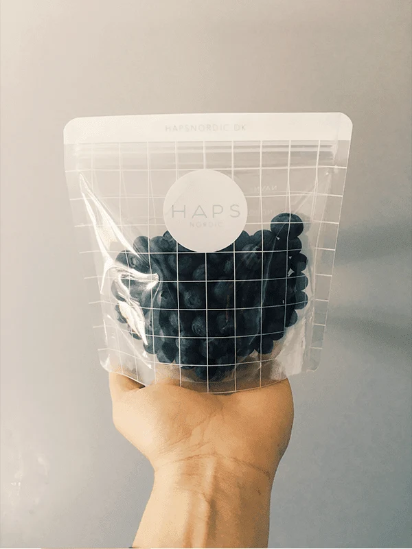 Sæt med tre Haps Nordic snackposer med dobbelt lynlås, Check 0,4L
