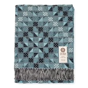 Merino-uldplaid 'Ella' - Havblå