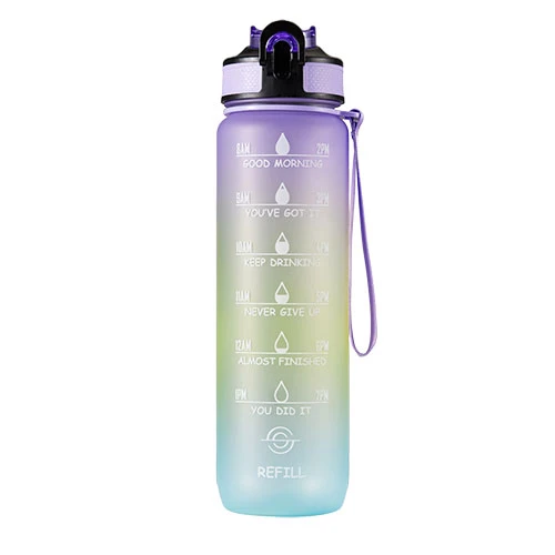 Motivational Bottle Motivationsflaske 1 Liter | Lilla/gul/blå