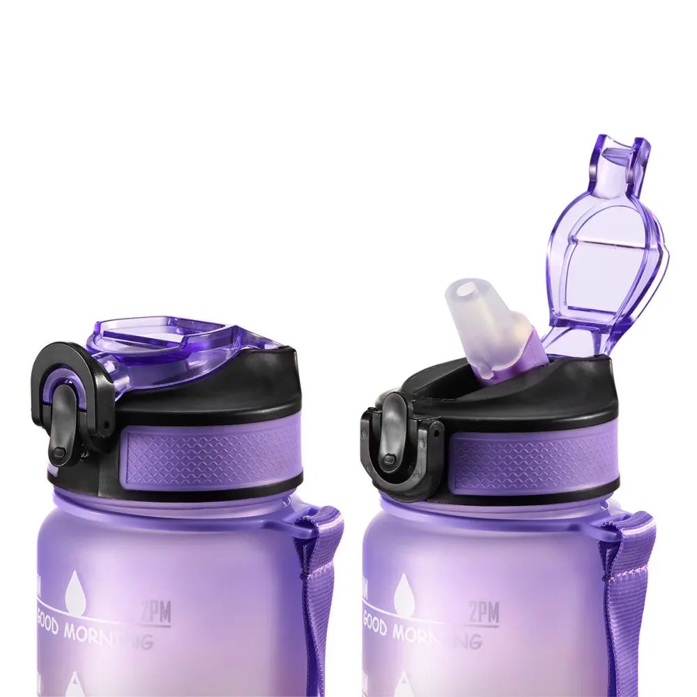 Motivational Bottle Motivationsflaske 1 Liter | Lilla/gul/blå