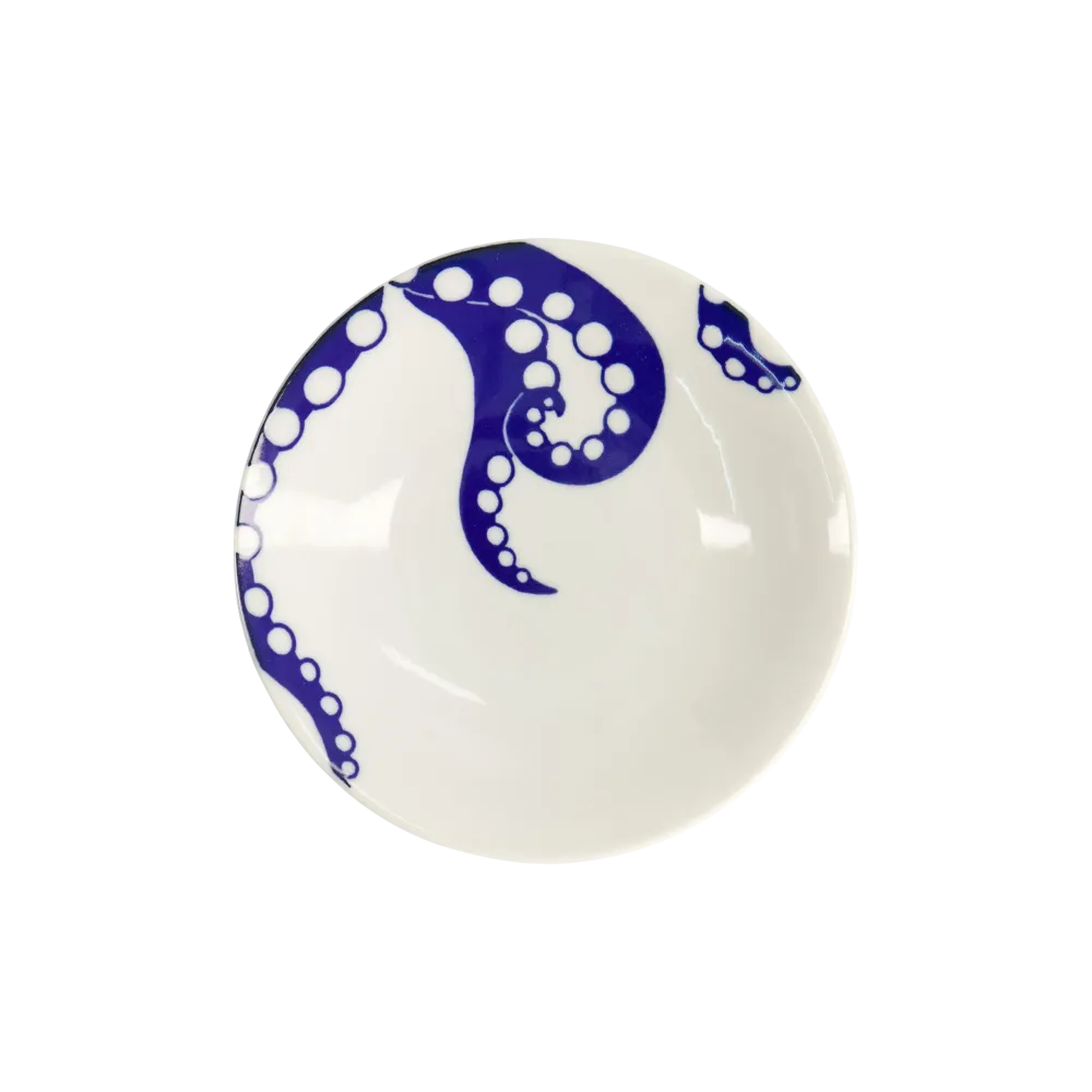 Octpus Kawaii tallerken, blå/hvid - Ø13,7 cm.