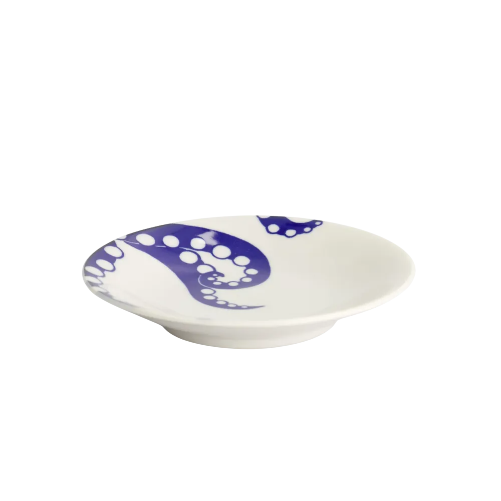Octpus Kawaii tallerken, blå/hvid - Ø13,7 cm.