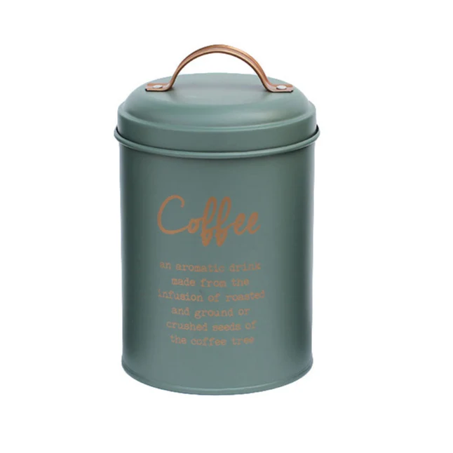 Opbevaringsdåse - til kaffe - grøn med guld