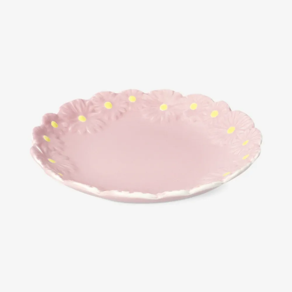 Pink blomstertallerken - 19 cm
