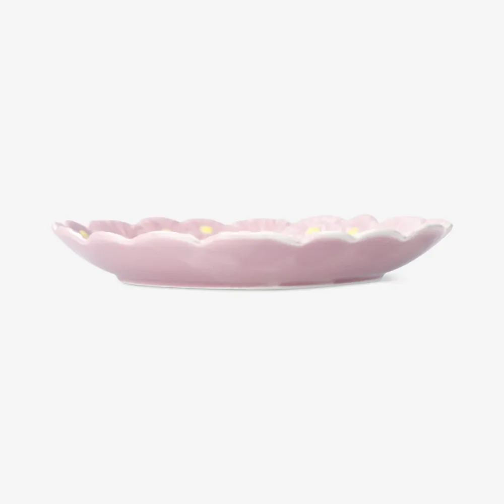 Pink blomstertallerken - 19 cm