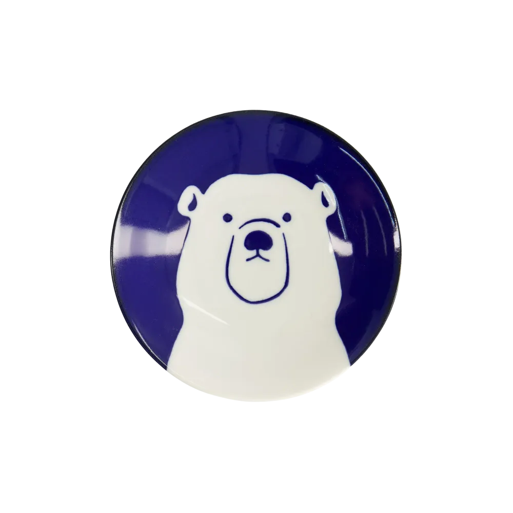 Polar Bear Kawaii tallerken, blå/hvid - Ø13,7 cm.