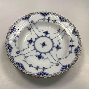 Sæt på 2 Royal Copenhagen Musselmalet Helblonde Dyb Tallerken med guld No 1078