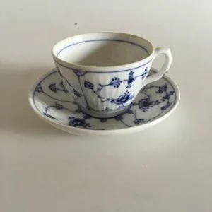 Royal Copenhagen Musselmalet Riflet Kaffekop og Underkop No. 71