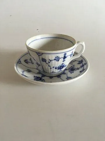 Royal Copenhagen Musselmalet Riflet Kaffekop og Underkop No. 71