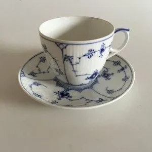 Royal Copenhagen Musselmalet Riflet Stor Kaffekop og Underkop No 78