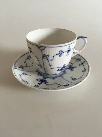 Royal Copenhagen Musselmalet Riflet Stor Kaffekop og Underkop No 78