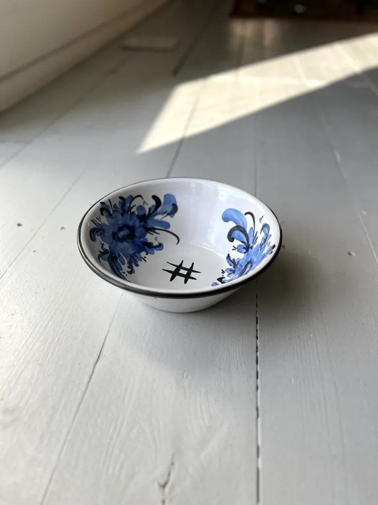 Rund skål med blå blomster - Vintage 209