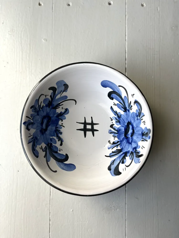 Rund skål med blå blomster - Vintage 209