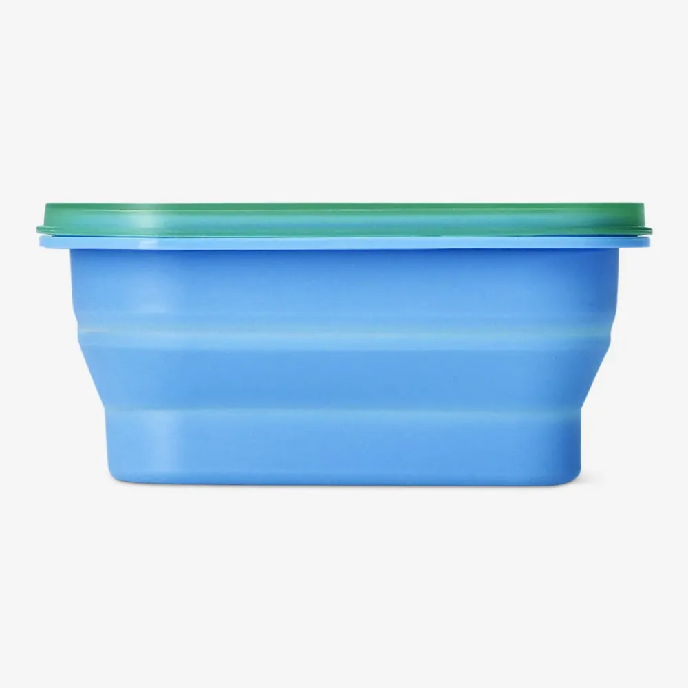 Blå sammenklappelig madkasse med spork - 600 ml