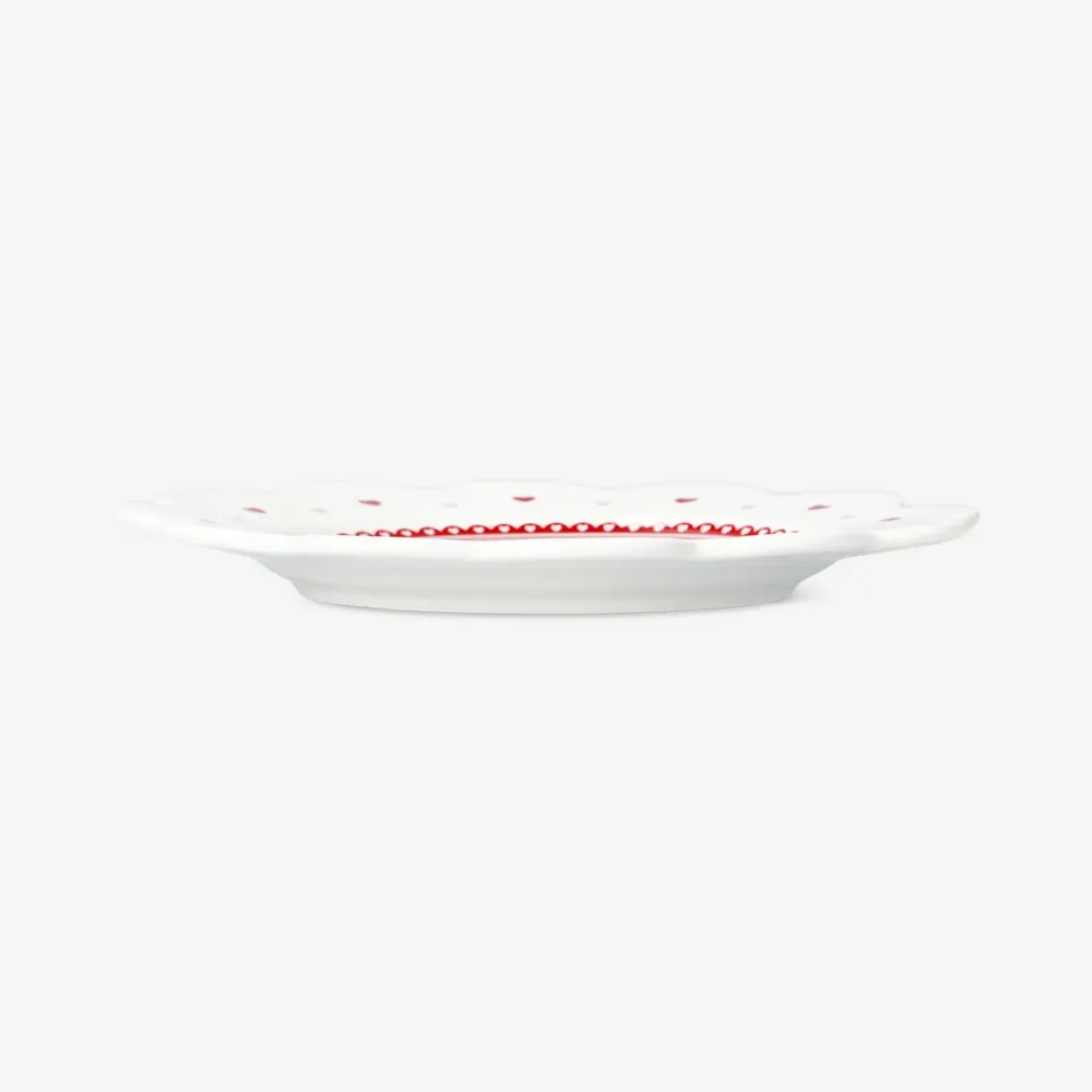 Serveringstallerken med hjerter og skulpterede kanter - 20 cm