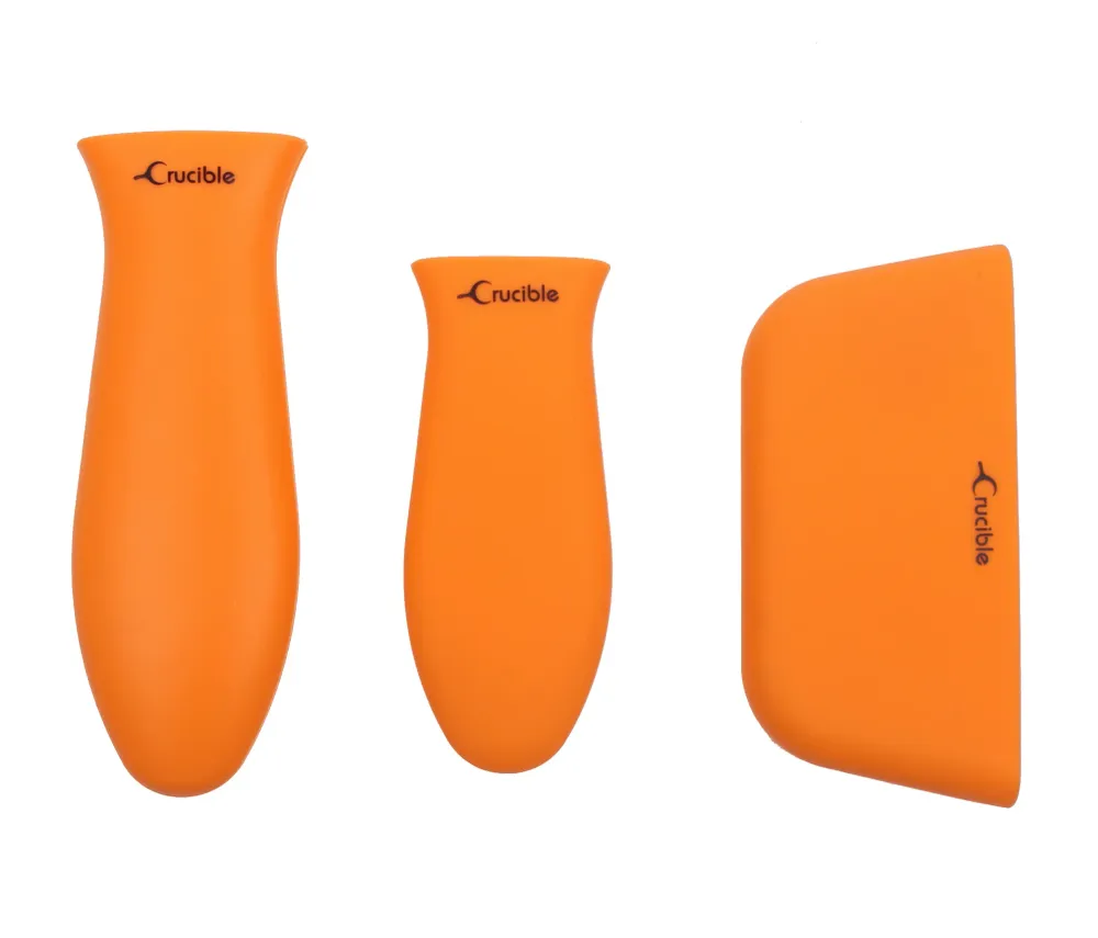 Silikone grydelapper (3-pak blandet orange) til støbejernsstegepander