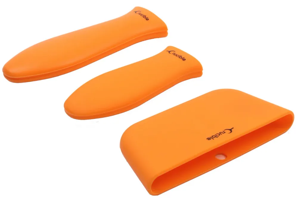 Silikone grydelapper (3-pak blandet orange) til støbejernsstegepander