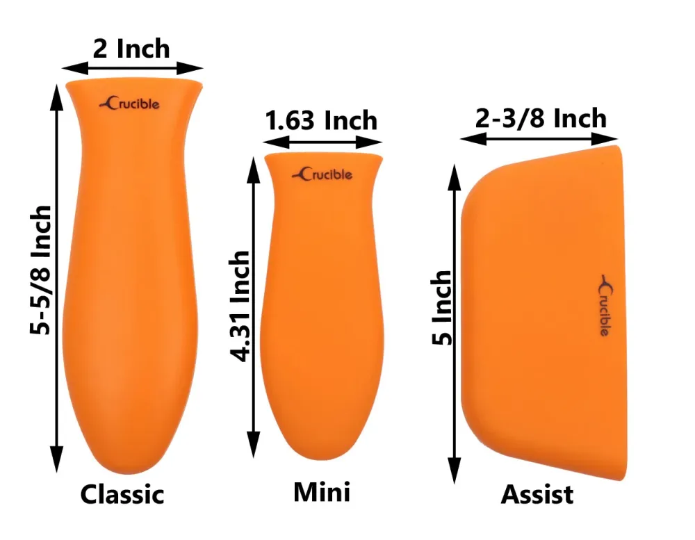 Silikone grydelapper (3-pak blandet orange) til støbejernsstegepander